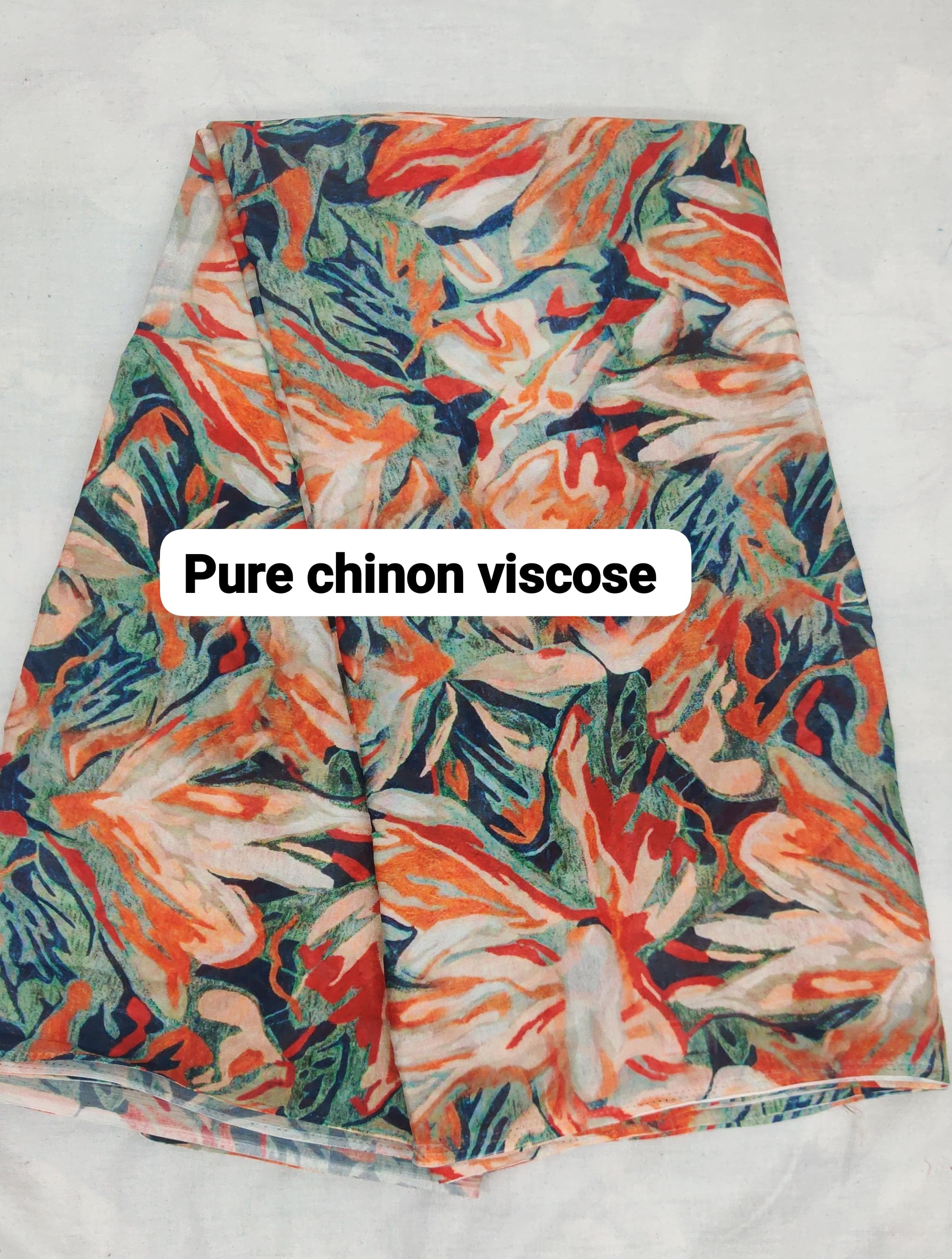 Viscose Chinon Fabric - 100% Viscose, 44 Inch Width, Multicolor | Smooth Texture, Printed Pattern, Quick Dry, Washable, Ideal For Suits And Sarees