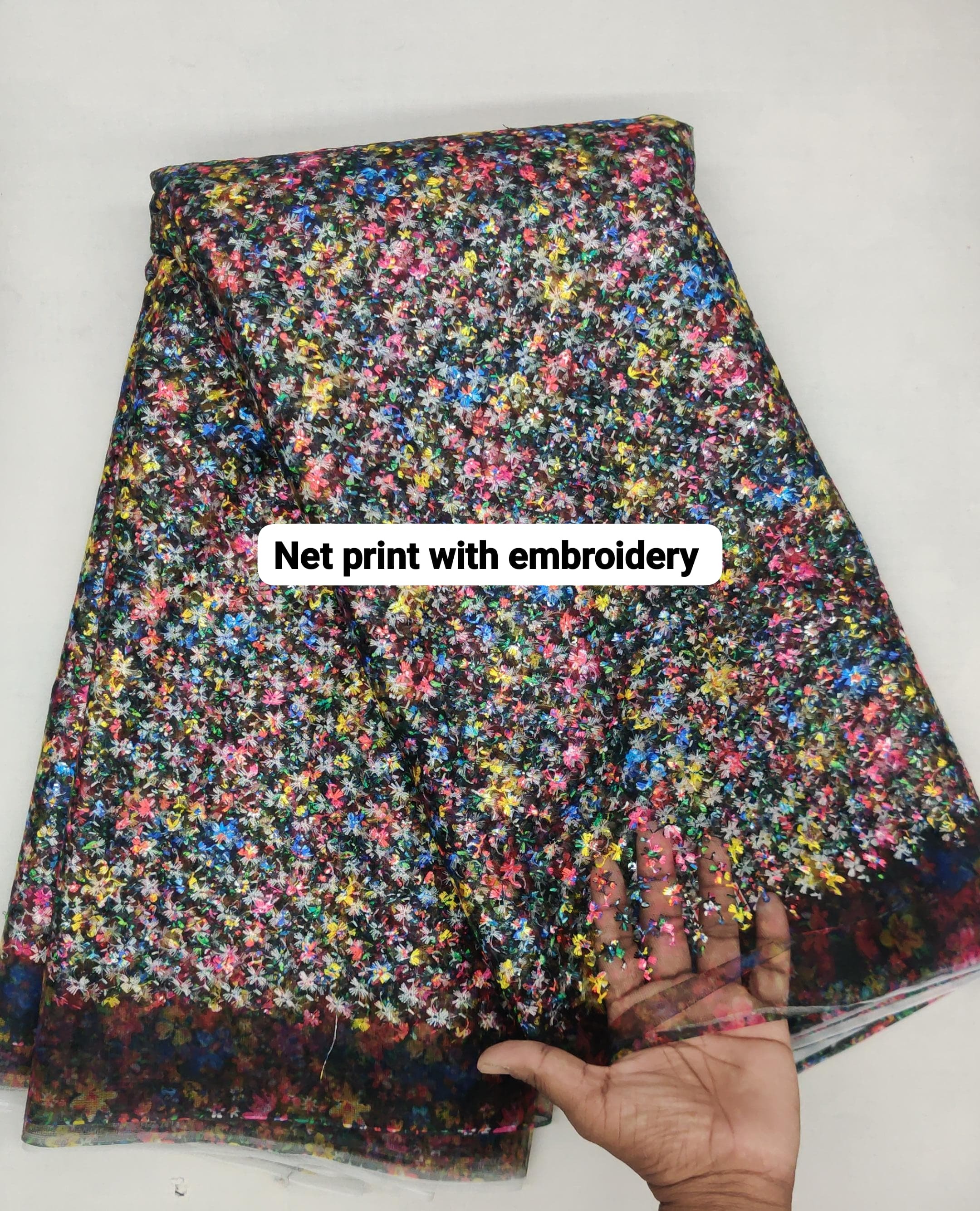 Printed Net Fabric - Color: Multicolor