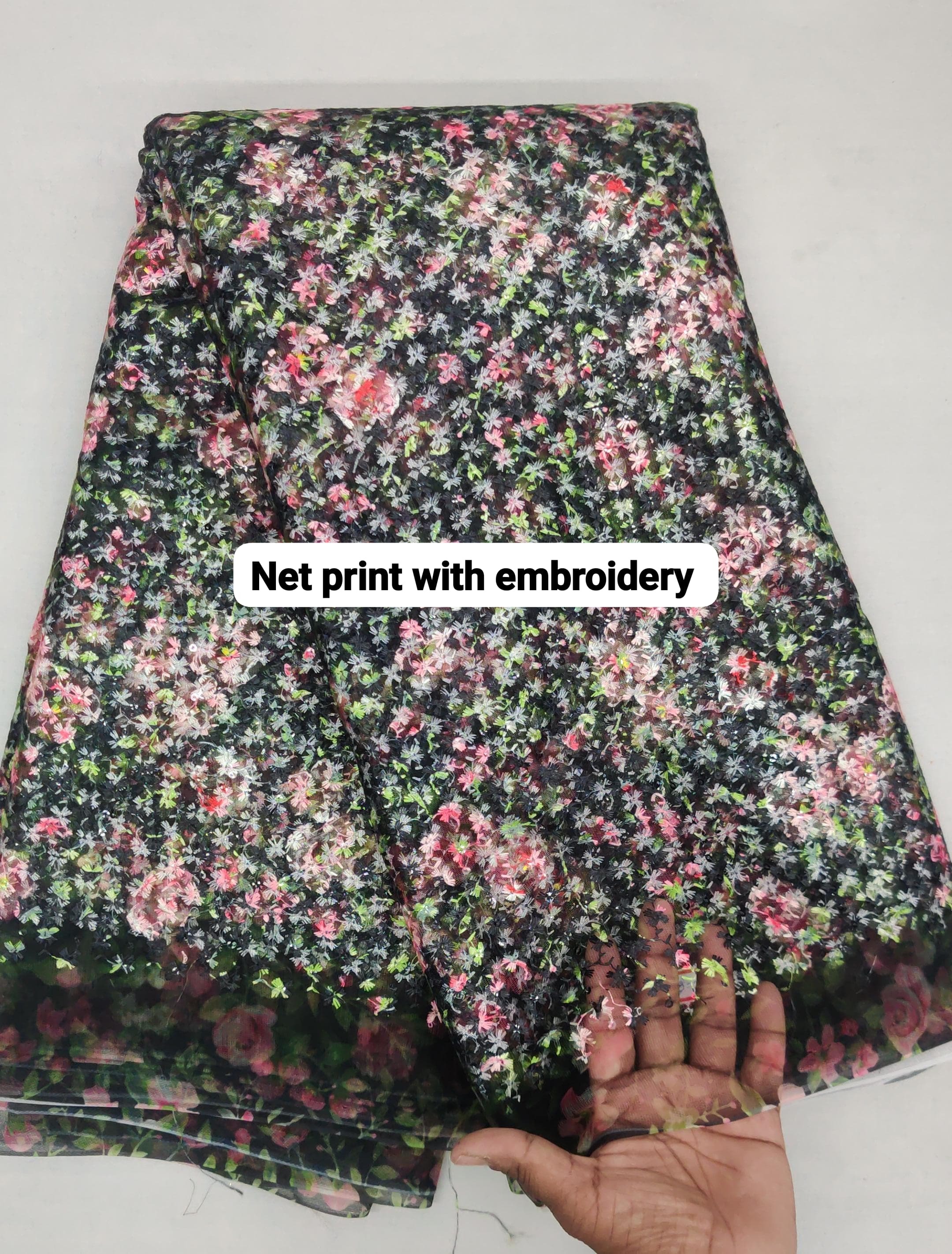 Printed Net Fabric - Color: Multicolor