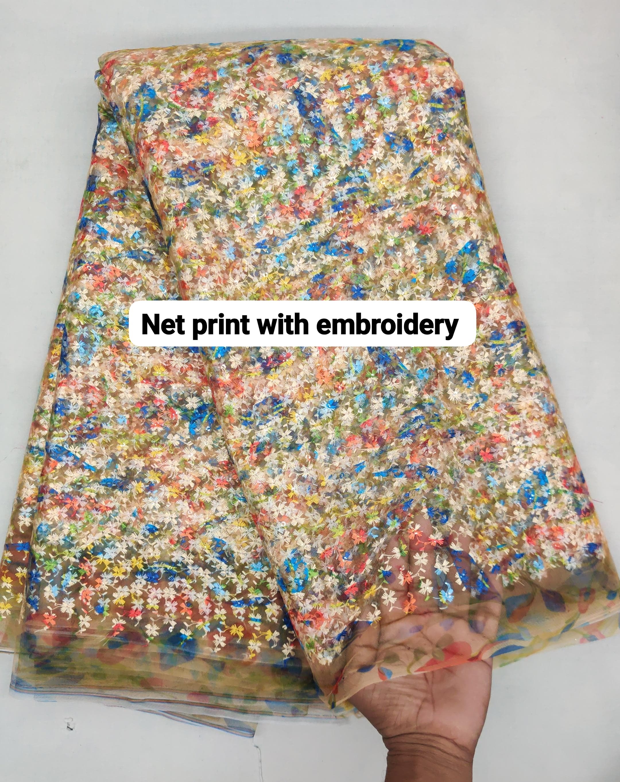 Printed Net Fabric - Color: Multicolor