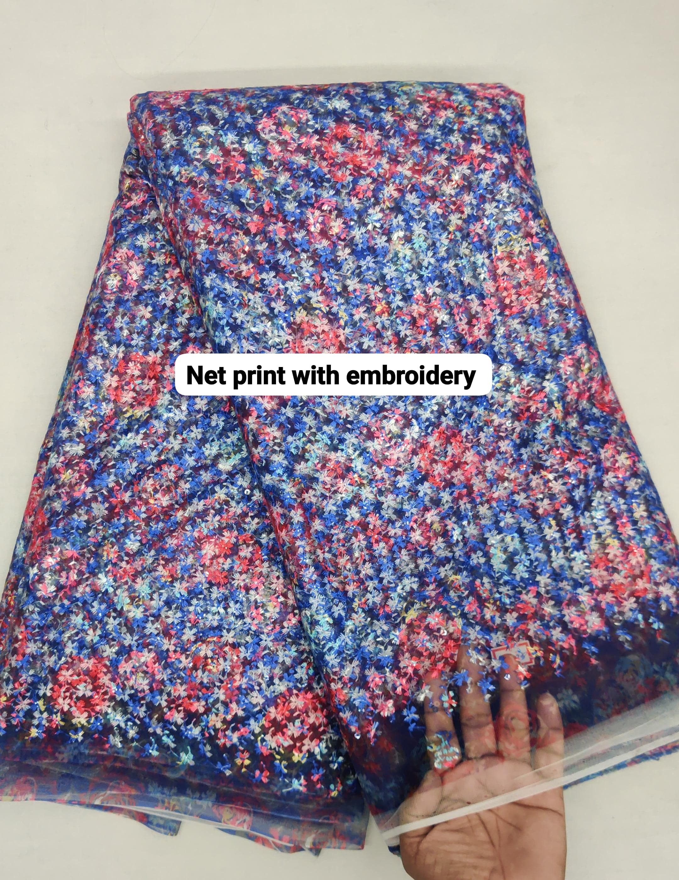 Printed Net Fabric - Color: Multicolor