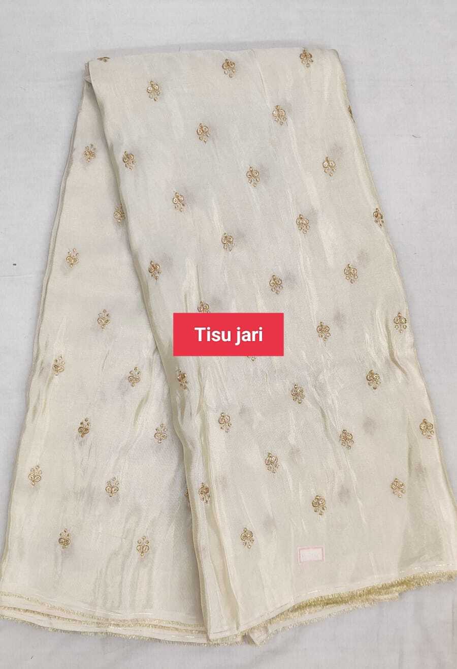 Dyeable Tissue Jari - Embroided, Plain Texture | 44 Pana Width, Suitable For Suit And Saree Dress Material, Available In All Colour Options