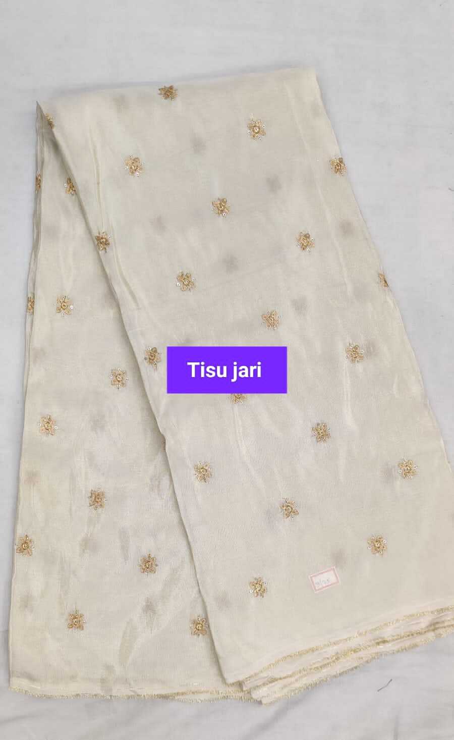 Dyeable Tissue Jari - Embroided, Plain Texture | 44 Pana Width, Suitable For Suit And Saree Dress Material, Available In All Colour Options