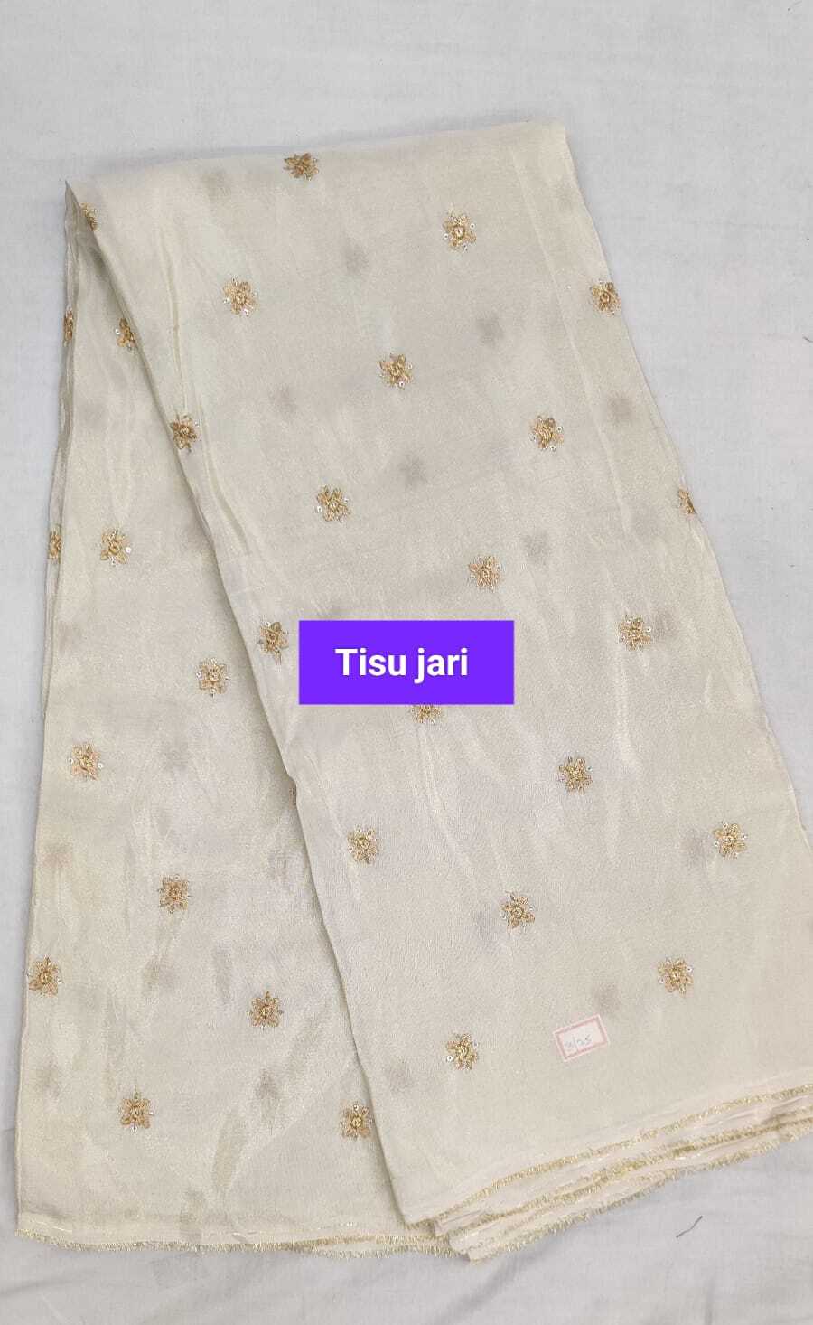 Dyeable Tissue Jari - Embroided, Plain Texture | 44 Pana Width, Suitable For Suit And Saree Dress Material, Available In All Colour Options