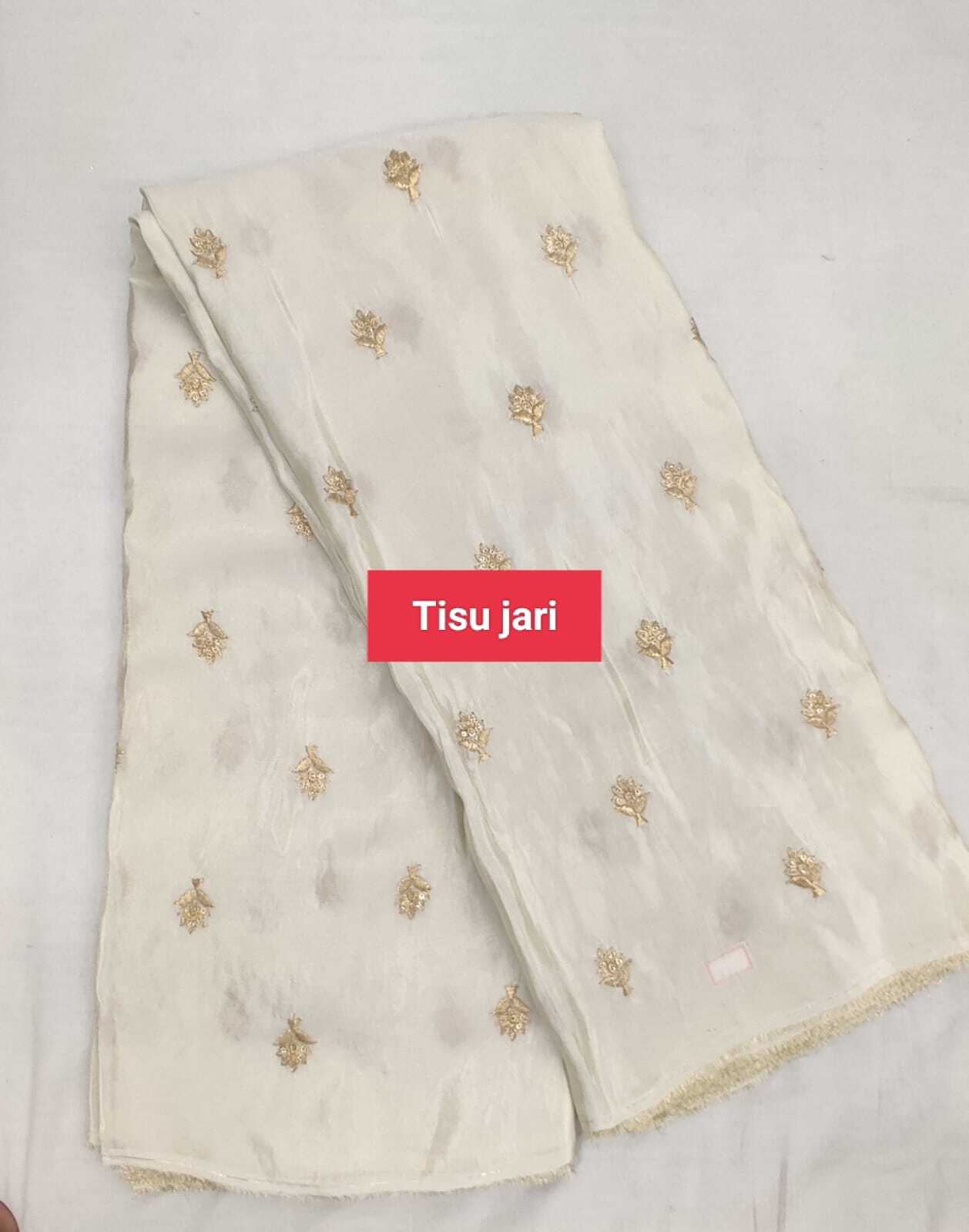 Dyeable Tissue Jari - Embroided, Plain Texture | 44 Pana Width, Suitable For Suit And Saree Dress Material, Available In All Colour Options