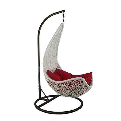Hanging Basket Swing Chair - Poly Nylon & Iron Frame, 38 Inch Black-brown Faux Rattan | Weather Resistant, Indoor/outdoor Use, Easy To Clean, Luxury Comfort