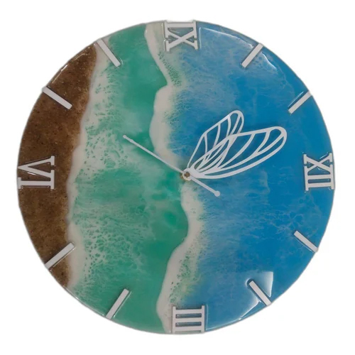 Blue Glass Finish Resin Clock