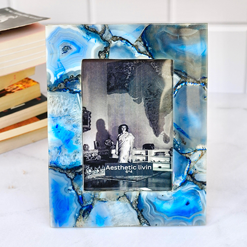 Polishing Blue Agate Photo Frames