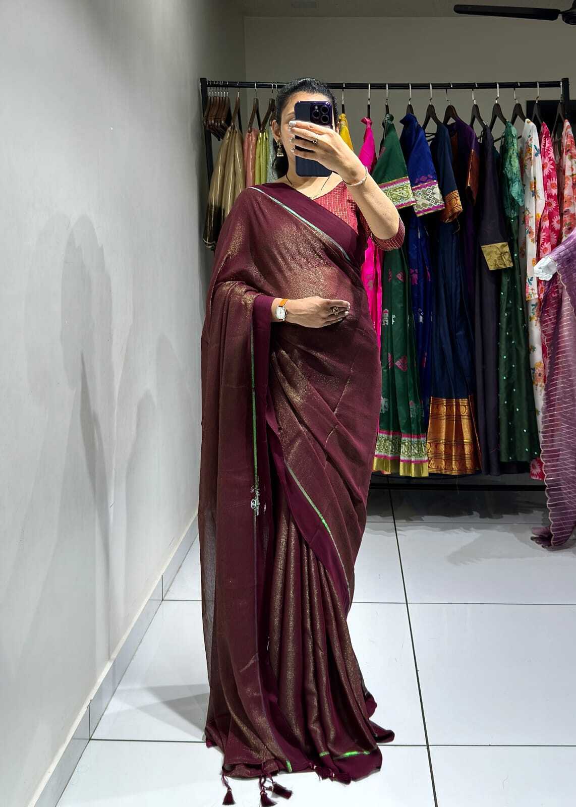 Ameeta Soft Silk Tissue Saree - Soft Tissue Jari Weaving, 5.50 Mtr Length With Tussles In Pallu | Unstitched Blouse With Jari Work Jacquard, Perfect For Ethnic Occasions