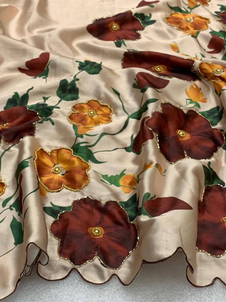 Devika Printed Satin Saree