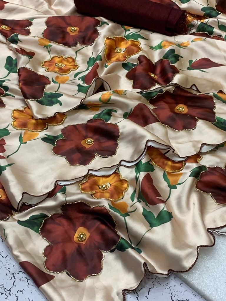Devika Printed Satin Saree