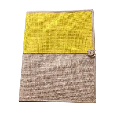 Jute Folder - Jute Material, 9.5x13.5 Inches | Button Closure, Eco-friendly, Stylish, Customizable, Elegant Design For Document Management