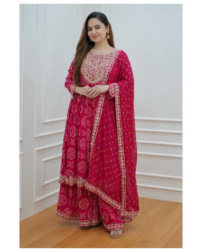 Heavy Rayon Sharara Set - M, L, Xl, Xxl | Intricate Embroidery, Matching Dupatta, Fully Washable, Elegant Red-pink Colors
