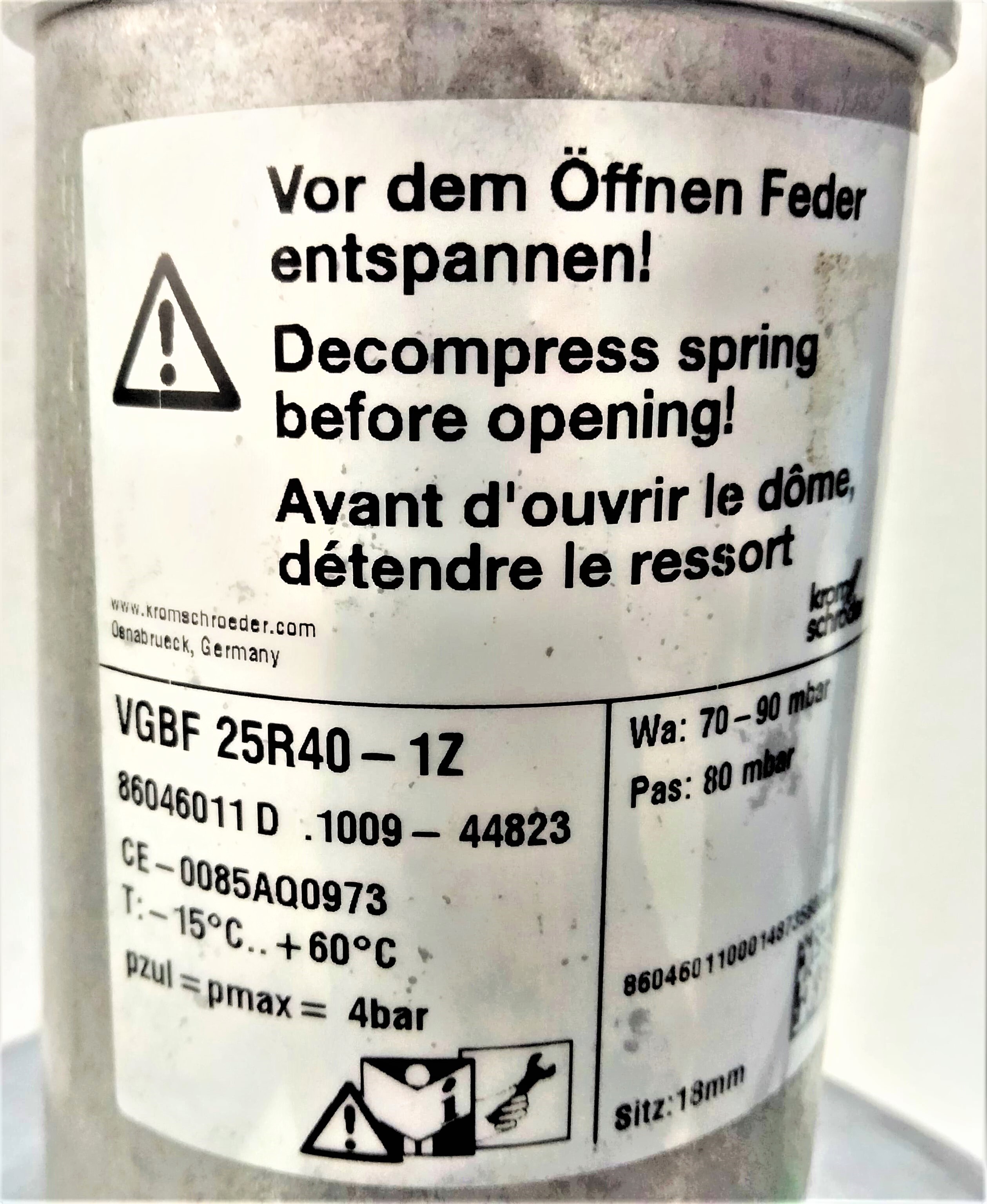Krom Schroder Make Prv Pressure Reducing Valve Vgbf 25r40 1z - Color: Silver And Black