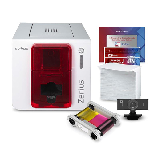 Evolis Zenius Basic Card Printer - 38.25x36.83x28.91 cm, Electric-Powered , Durable and High-Quality Printing Solution in White