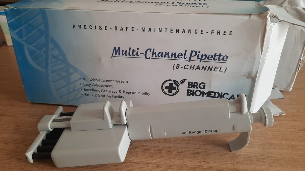 Blue And White Multichannel Micropipette