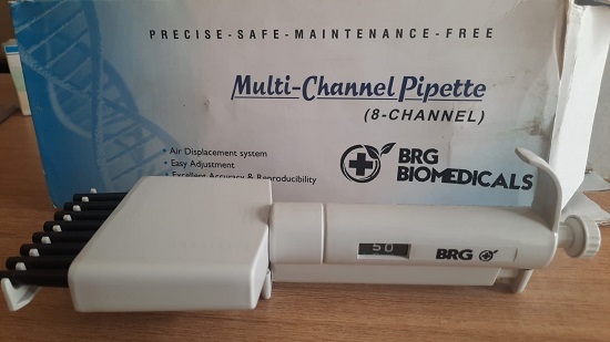Blue And White Multichannel Micropipette