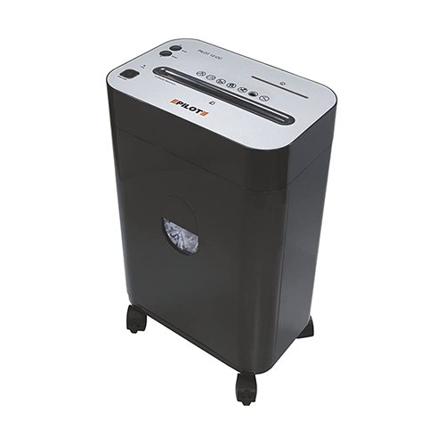 Pilot 12cc Paper Shredder - 33x21x45 Cm, 12 Sheet Capacity, Cross Cut, Auto-stop Safety Feature, Compact Office Solution