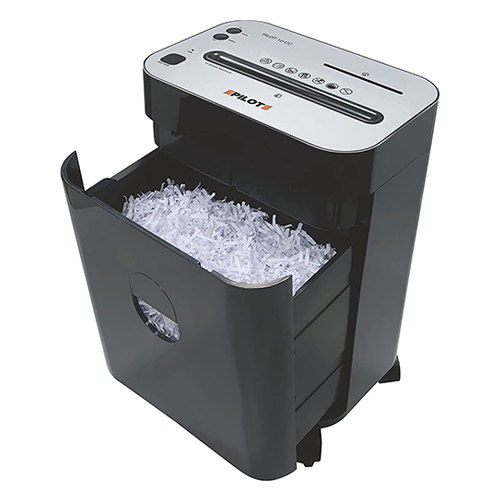 Pilot 12cc Paper Shredder - 33x21x45 Cm, 12 Sheet Capacity, Cross Cut, Auto-stop Safety Feature, Compact Office Solution