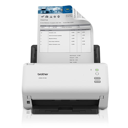 Brother Ads-3100 High-speed Desktop Scanner - 29.72x21.59x19.05 Cm Dimensions, 40 Ppm Print Speed, Usb Connectivity, Versatile For Receipts And Id Cards