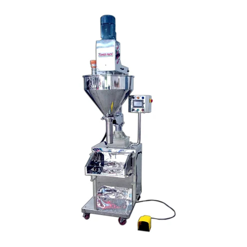 Semi Automatic Powder Filling Machine - Stainless Steel, Silver Color | Highly Efficient, Electric Drive, Warranty Included, Automatic Grade