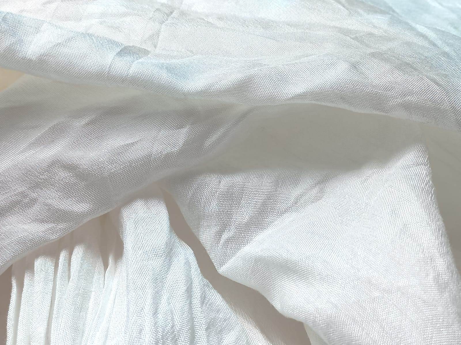 Madhav Fashion White Pure Plain Dola Silk Fabrics - Attributes: Comfortable & Soft