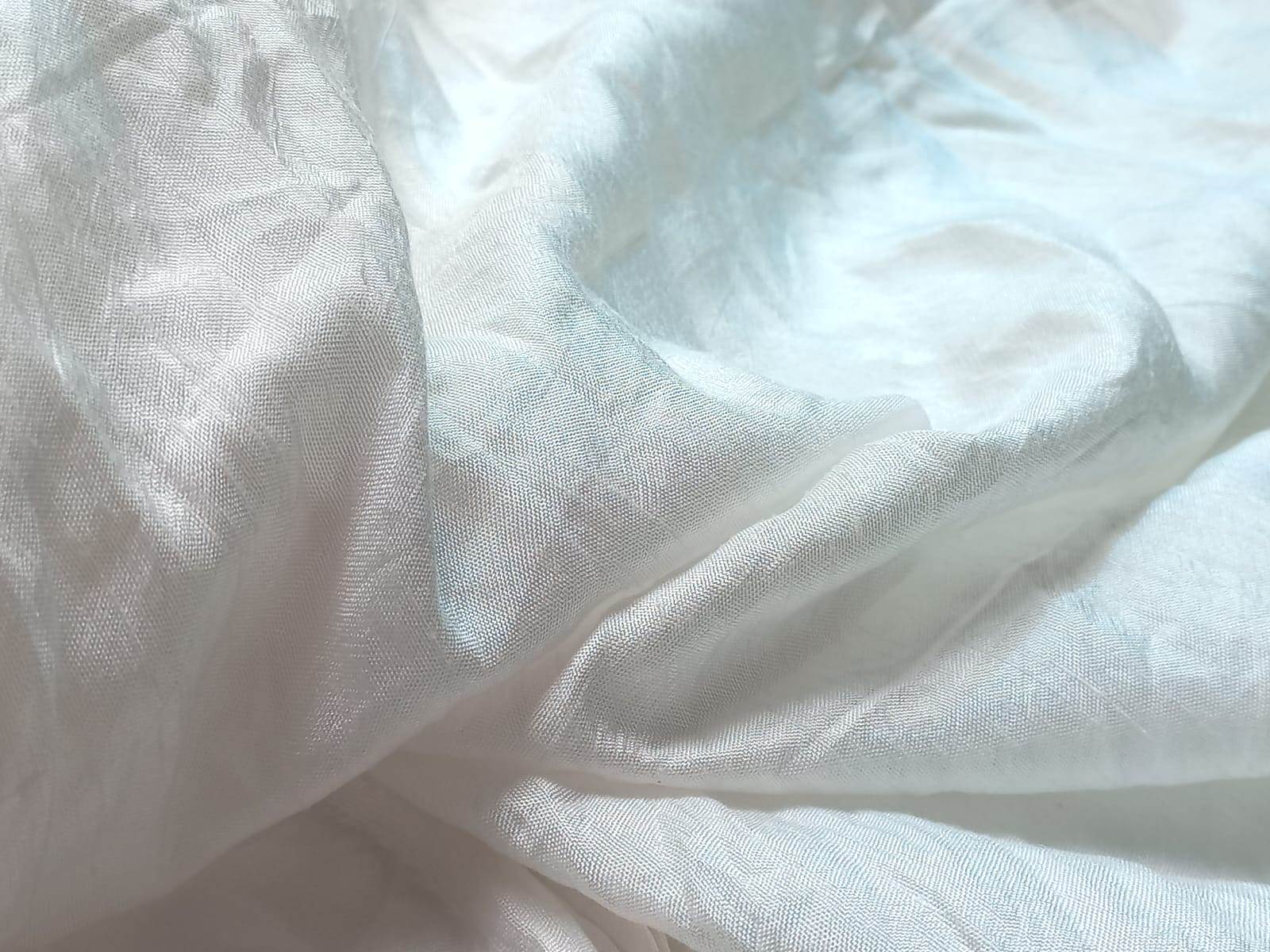 Madhav Fashion White Pure Plain Dola Silk Fabrics - Attributes: Comfortable & Soft