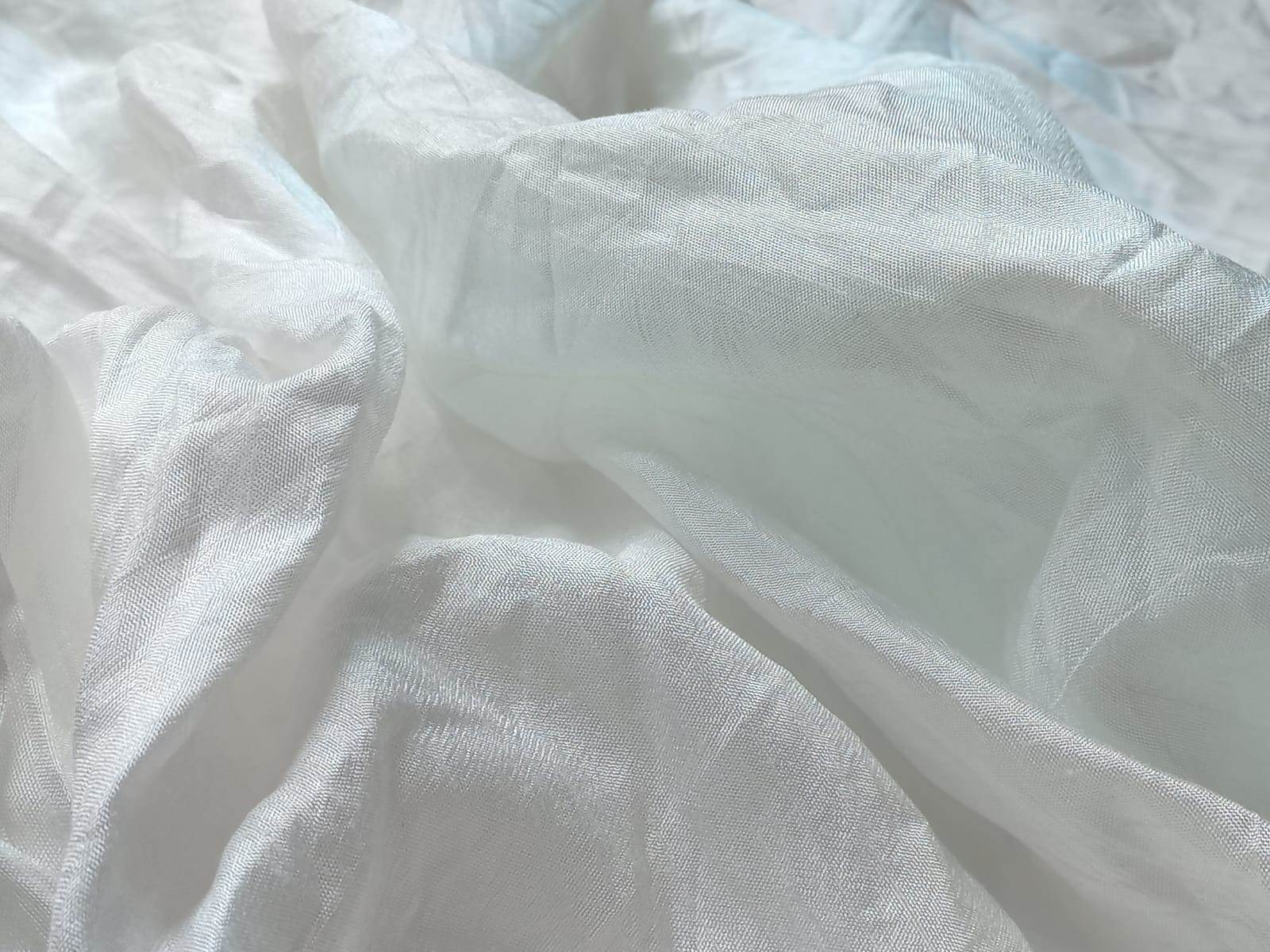 Madhav Fashion White Pure Plain Dola Silk Fabrics - Attributes: Comfortable & Soft