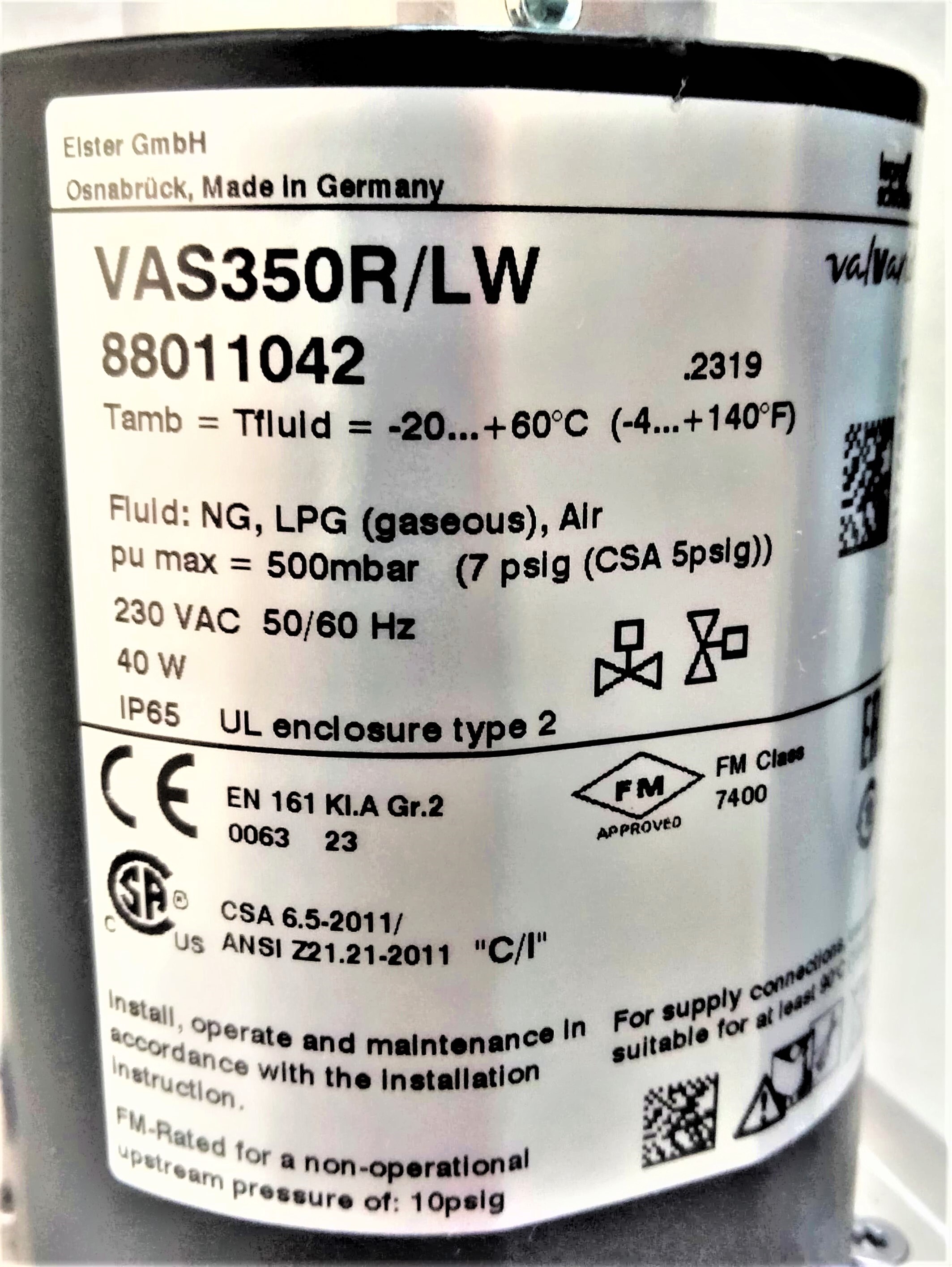 Krom Schroder Make Solenoid Valve Vas350r Lw - Color: Silver And Black