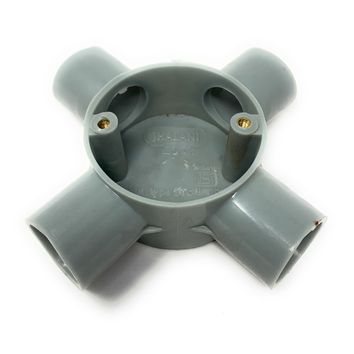 Round Grey Plastic 4 Way Junction Box