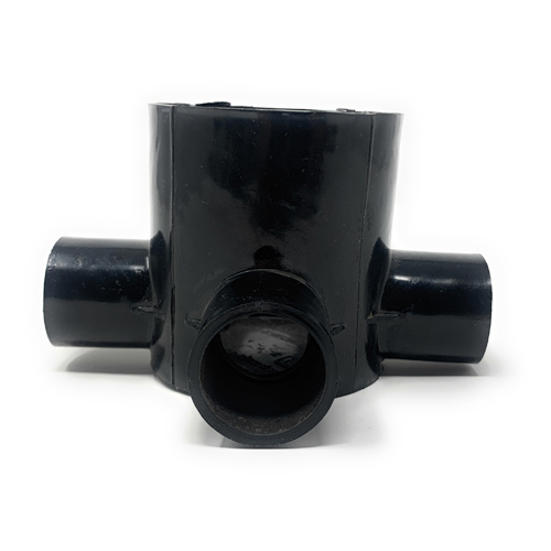 Black Plastic 4 Way Junction Box - Shape: Round