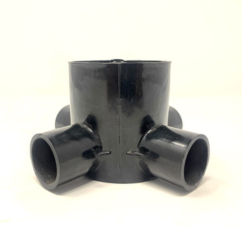 Black Plastic 4 Way Junction Box - Shape: Round