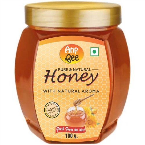 Natural Honey - Elongated Glass Jar, Food Grade Quality - Pure, No Additives, 2 Years Shelf Life, Natural Sweetener for Health Benefits