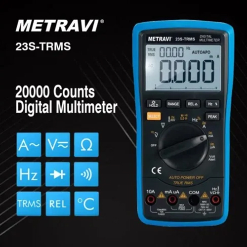 Metravi Digital Multimeter - Mild Steel Construction, Standard Size, Green And Silver Color | Industrial Usage, Precision Measurement Features