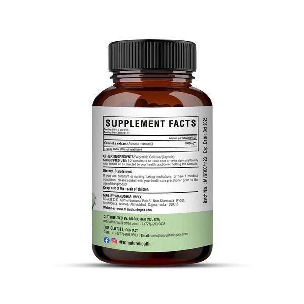 Graviola Extract Capsules - Herbal Supplement For Adults & Children, Natural Antioxidant Protection, Supports Health And Well-being