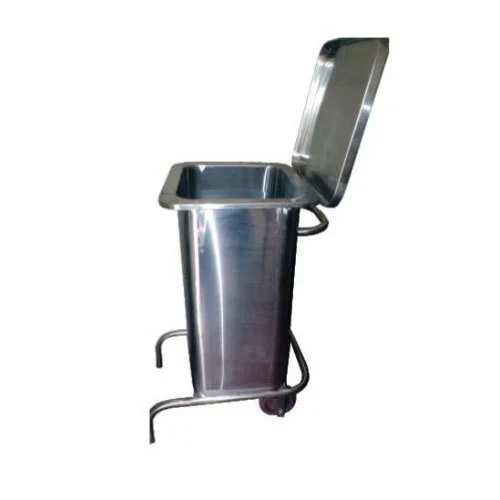 Ss Garbage Bin Trolley - Stainless Steel, Adjustable Sizes Available, Silver Color | Durable, Hygienic Design For Easy Mobility In Public Spaces