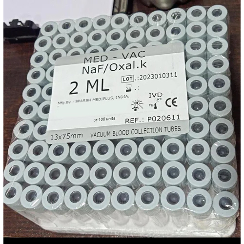 2ml Sodium Fluoride Potassium Oxalate Tubes - Glass Material, White Color, Portable Design | Ideal for Blood Collection
