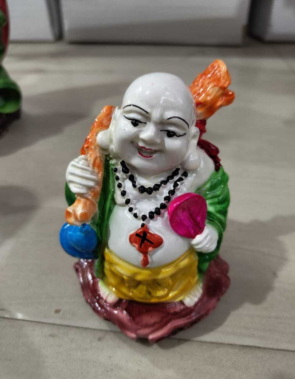 Laughing Buddha Statue - Resin, 5.5 Inch | Tranquil Expression, Ideal For Home Decor, Zen Garden, Or Meditation Space