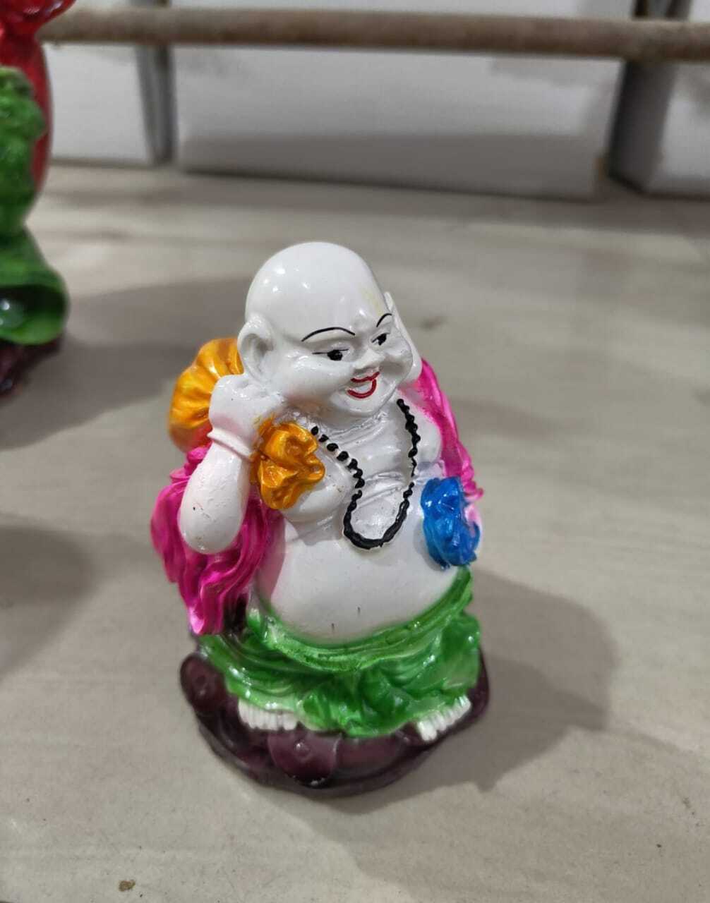 Laughing Buddha Statue - Resin, 5.5 Inch | Tranquil Expression, Ideal For Home Decor, Zen Garden, Or Meditation Space