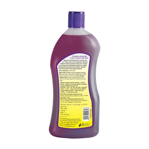 Hexashine Disinfectant Floor Cleaner - Liquid, 500ml, Pink | Antibacterial With Triple Action, Lime Rose Freshness, Copper Ion Technology