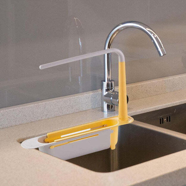 Elescopic Sink Storage Rack Material Kitchen Rag Rack Dishwashing Organizer Shelf Drain Basket Pp Under Sink Organizers