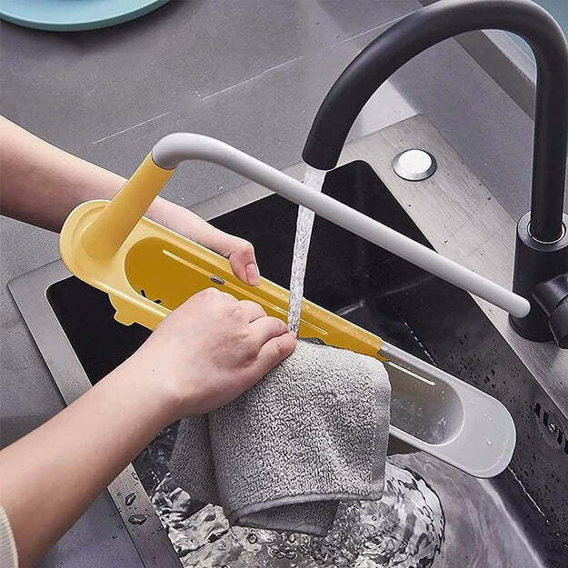 Elescopic Sink Storage Rack Material Kitchen Rag Rack Dishwashing Organizer Shelf Drain Basket Pp Under Sink Organizers