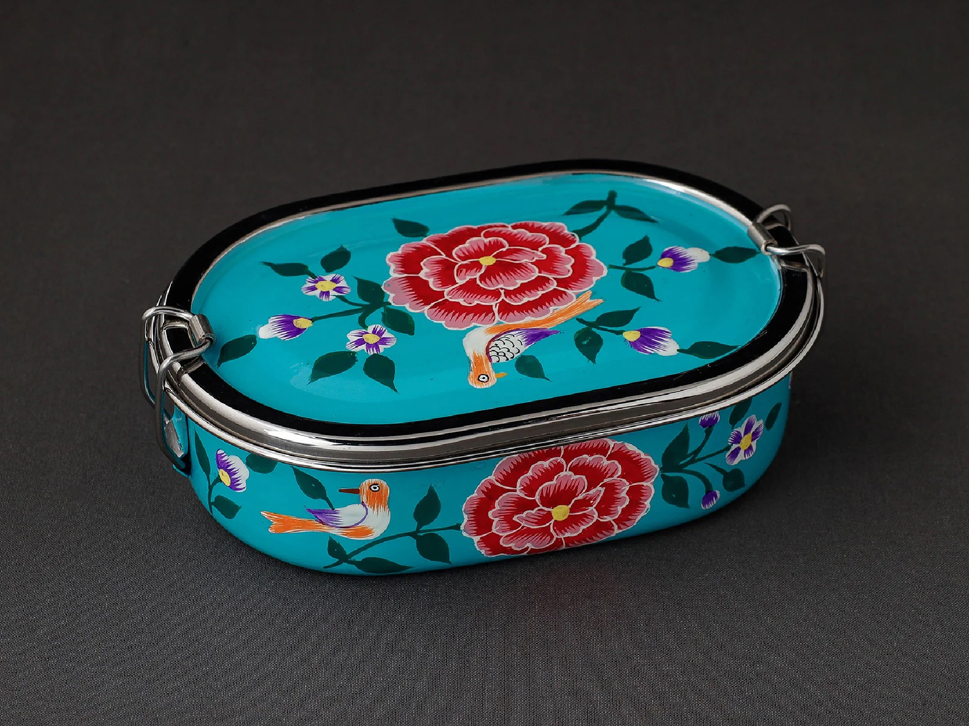 Hand Painted Enamelware Lunch Box A42