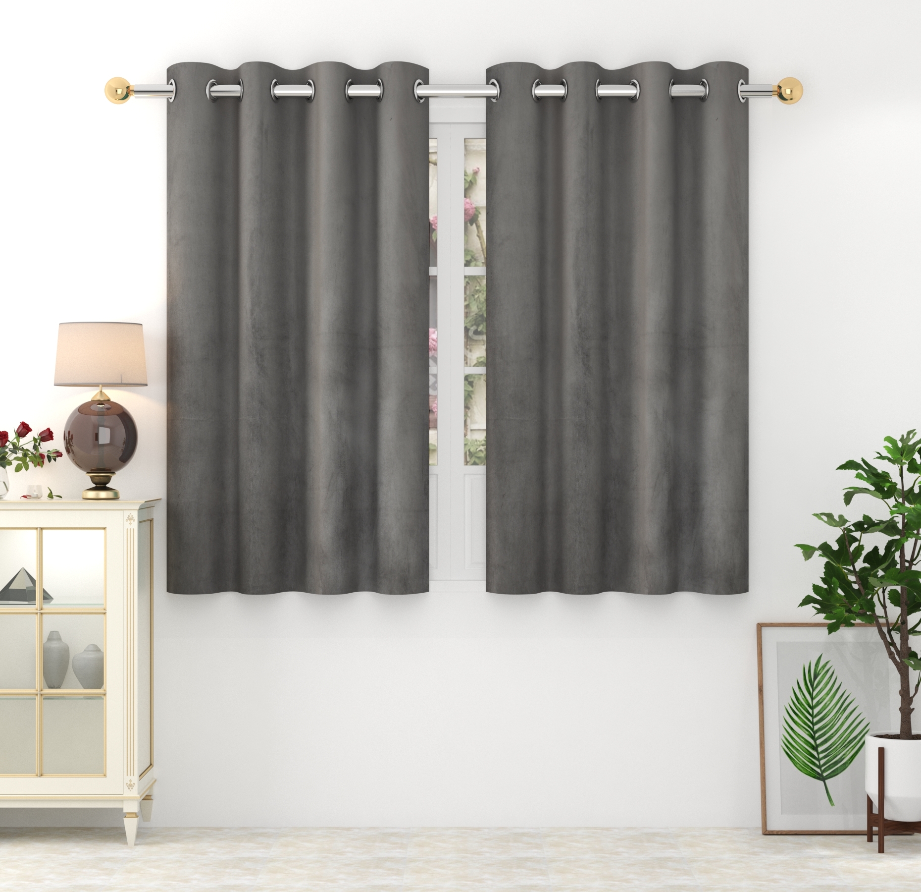 Mallowworld Faux Silk Polyester Door Curtain - 7 Feet, Coffee Color | Anti-uv, Blackout, Eco-friendly, Noise Reducing, Thermal Insulated