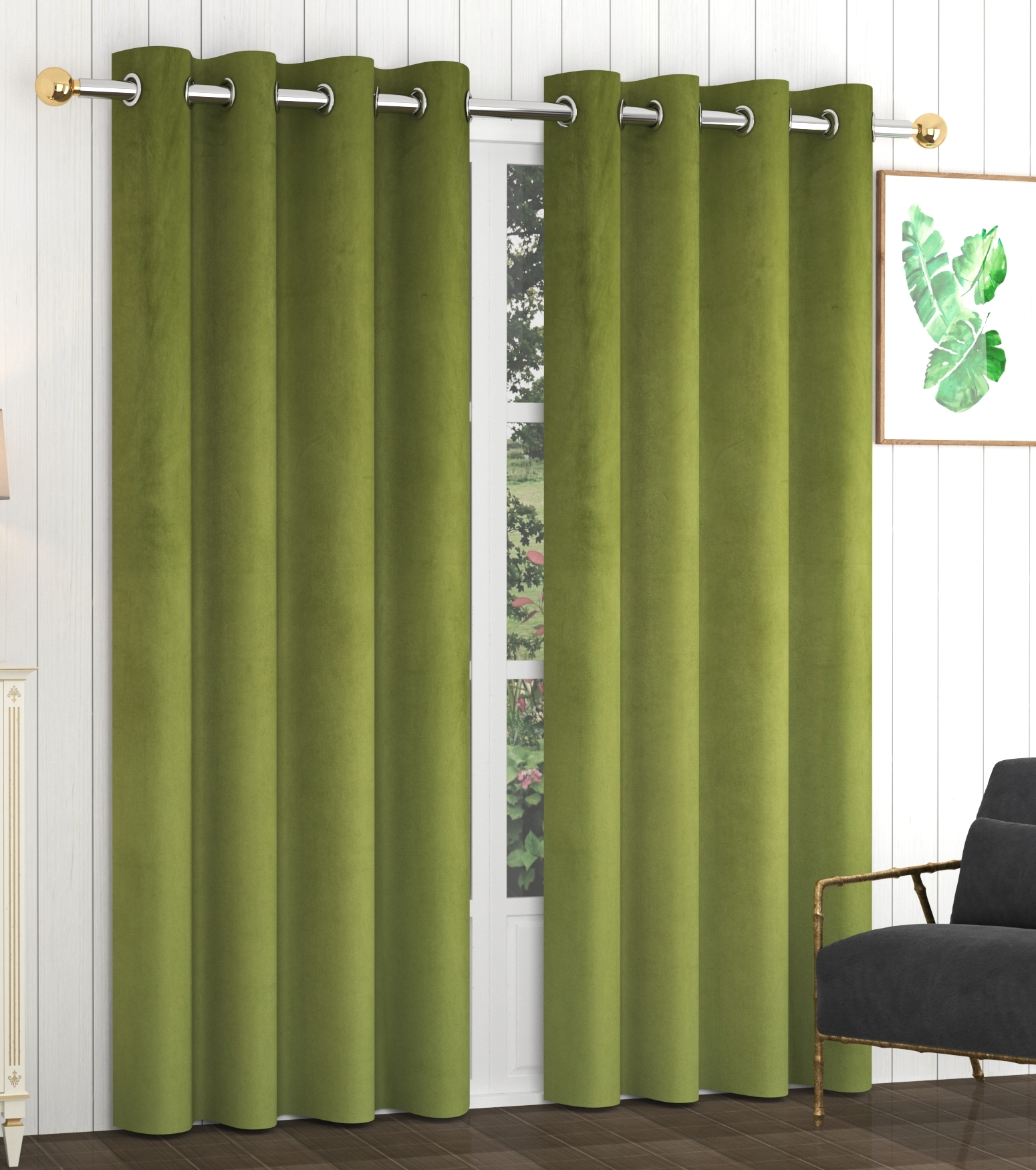 Mallowworld Faux Silk Polyester Door Curtain - 7 Feet, Coffee Color | Anti-uv, Blackout, Eco-friendly, Noise Reducing, Thermal Insulated