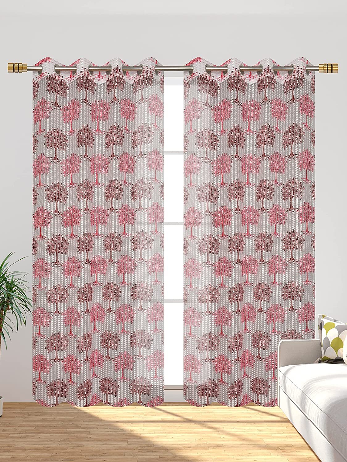 Mallowworld Sheer Tissue Curtains - 48x84 Inch Aqua Blue | Anti-bacteria Heat-insulation Beautiful Printed Design Set Of 2