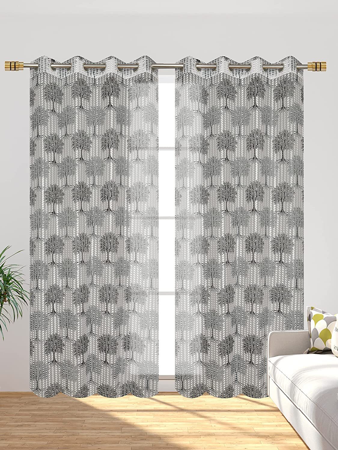 Mallowworld Sheer Tissue Curtains - 48x84 Inch Aqua Blue | Anti-bacteria Heat-insulation Beautiful Printed Design Set Of 2