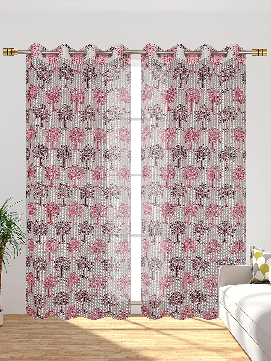 Mallowworld Sheer Tissue Curtains - 48x84 Inch Aqua Blue | Anti-bacteria Heat-insulation Beautiful Printed Design Set Of 2
