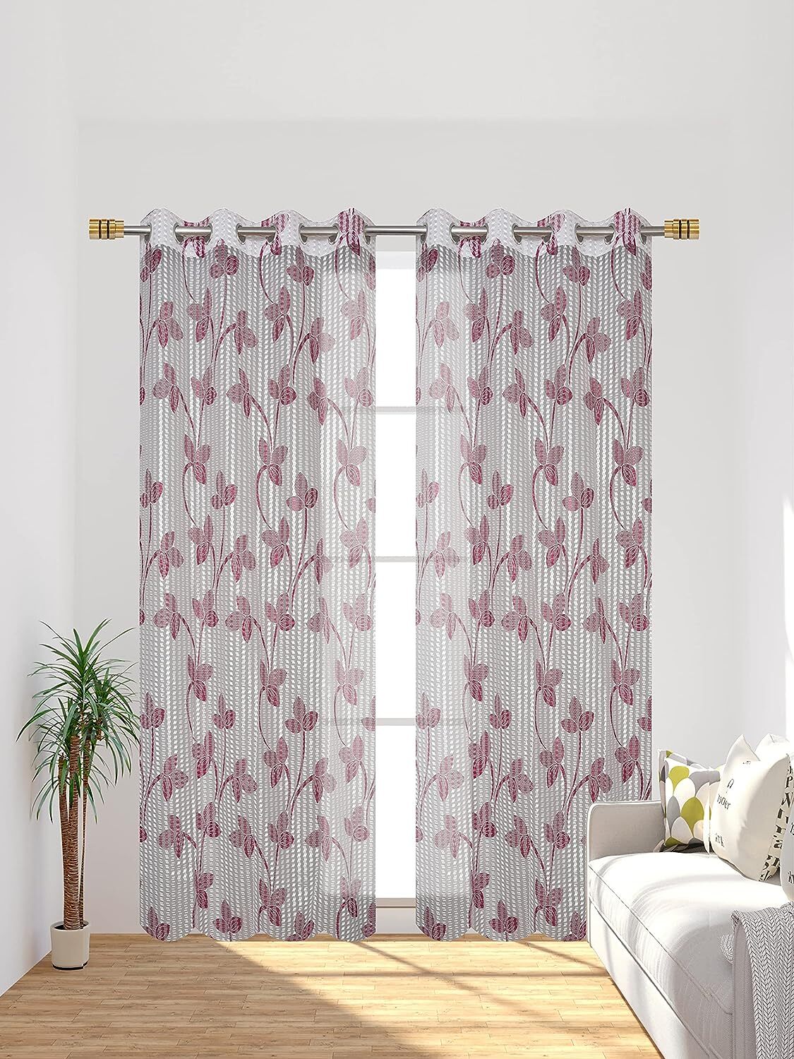 Mallowworld Sheer Tissue Curtains - 48x84 Inch Aqua Blue | Anti-bacteria Heat-insulation Beautiful Printed Design Set Of 2