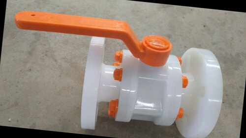 PVDF Ball Valve - 1-8 Inch, White Plastic, 3PC Flanged End Design, 100 PSI, 80°C | Two-Way, Manual Operation, Chemical Resistant